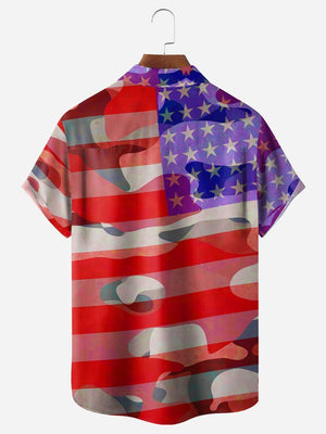 Independence Day American Flag Blue Dinosaur - Hawaiian Shirt