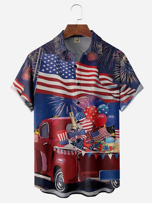 Independence Day Flag Firework - Hawaiian Shirt