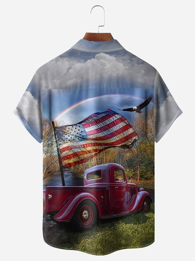 Independence Day American Flag Truck - Hawaiian Shirt