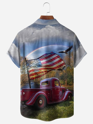 Independence Day American Flag Truck - Hawaiian Shirt