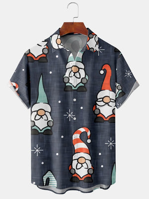 Christmas Retro Gnome Blue Pattern - Hawaiian Shirt