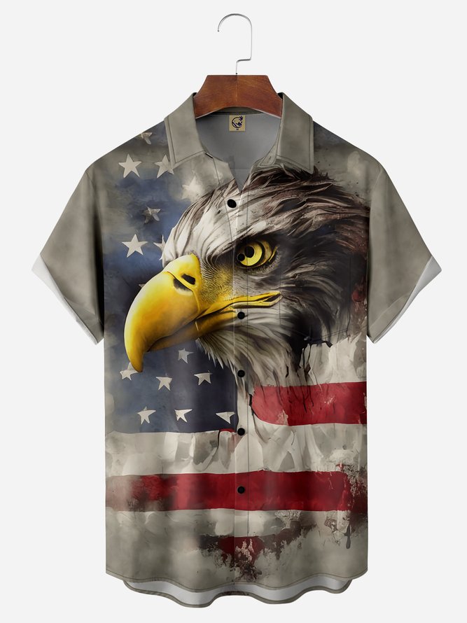 Independence Day American Flag Eagle - Hawaiian Shirt