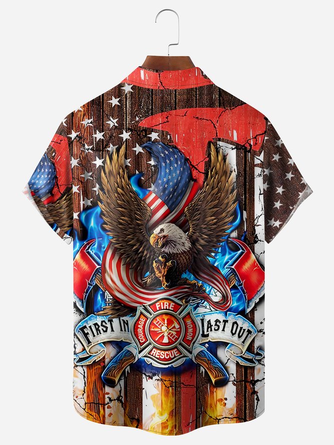 Independence Day American Eagle First In Last Out - Hawaiian Shirt