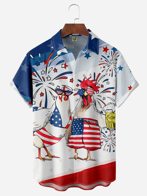 Independence Day Flag Chicken - For Men And Women - Hawaiian Shirt