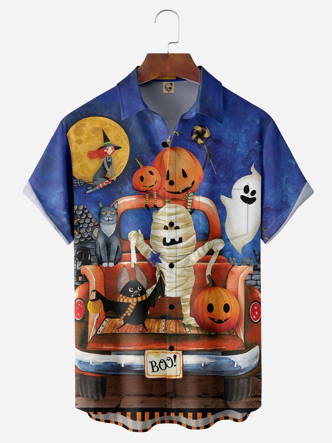 Halloween Cat Pumpkin Car - Hawaiian Shirt