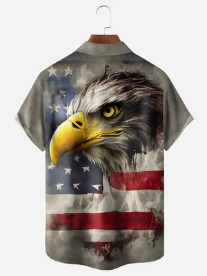 Independence Day American Flag Eagle - Hawaiian Shirt