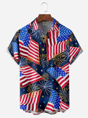 Independence Day Champagne Confetti American Flag - Hawaiian Shirt