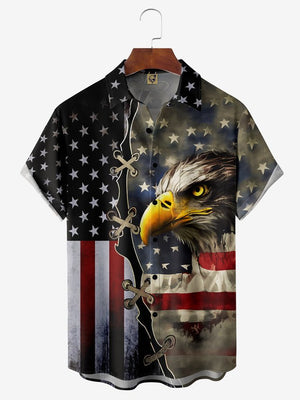 Independence Day American Flag Eagle Chest - Hawaiian Shirt