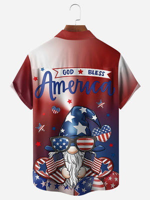 Independence Day God Bless American Gnome - Hawaiian Shirt