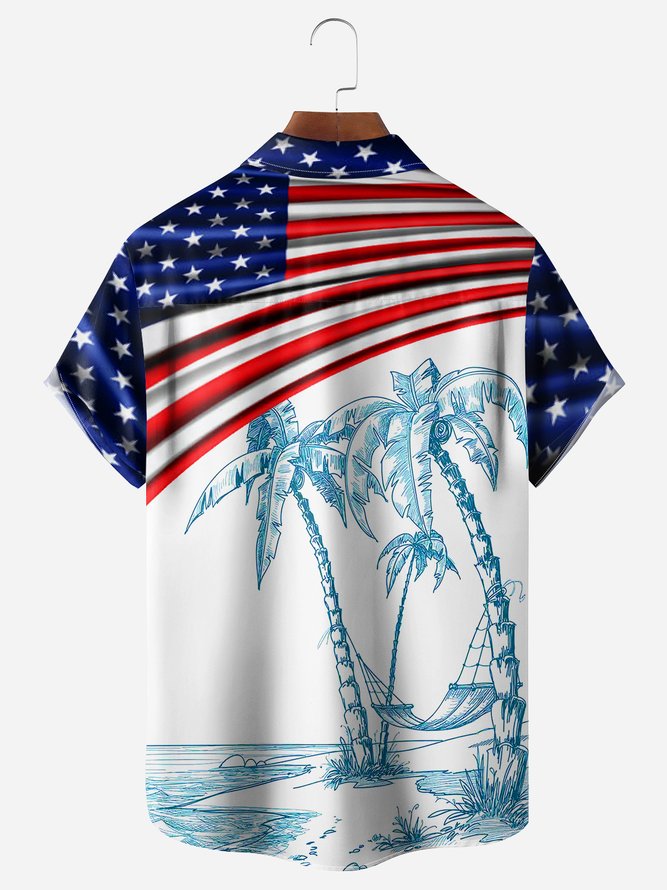 Independence Day Palm Tree American Flag - Hawaiian Shirt