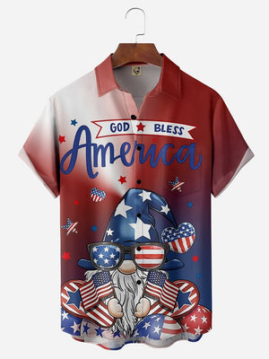 Independence Day God Bless American Gnome - Hawaiian Shirt