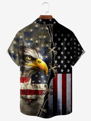 Independence Day American Flag Eagle Chest - Hawaiian Shirt