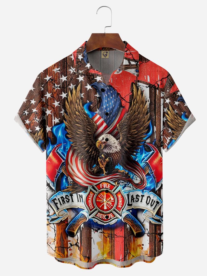 Independence Day American Eagle First In Last Out - Hawaiian Shirt