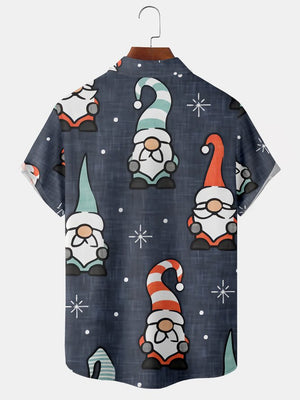 Christmas Retro Gnome Blue Pattern - Hawaiian Shirt