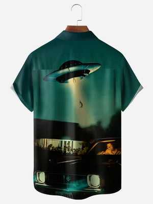 UFO Alien In City - For Men And Women - Hawaiian Shirt