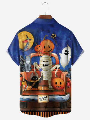 Halloween Cat Pumpkin Car - Hawaiian Shirt