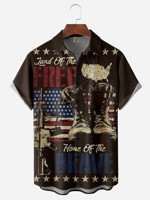 Independence Day Veterans American Flag Black - Hawaiian Shirt