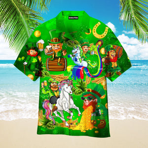 Oktoberfest Lepricorn Leprechaun Unicorn Beer Green - Hawaiian Shirt