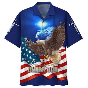 One Nation Under God Jesus Eagle American Flag - Hawaiian Shirt