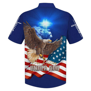 One Nation Under God Jesus Eagle American Flag - Hawaiian Shirt