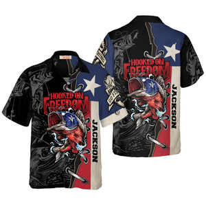 Texas Hooked On Freedom Fishing - Personalized Hawaiian Shirt