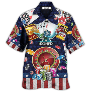 Poker US Flag Independence Day - Hawaiian Shirt