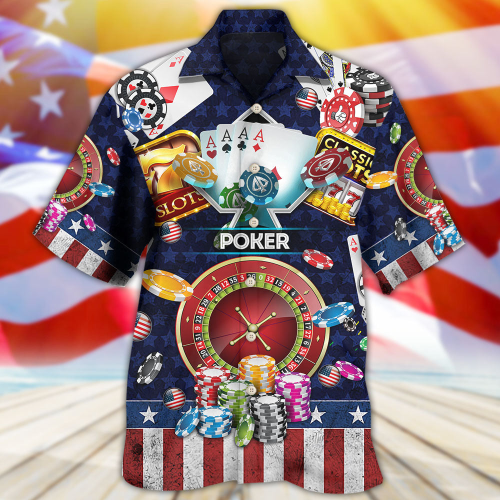 Poker US Flag Independence Day - Hawaiian Shirt