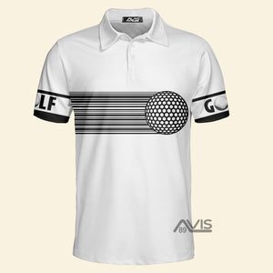 Black And White Stripes Barcode Golfing - Men Polo Shirt  