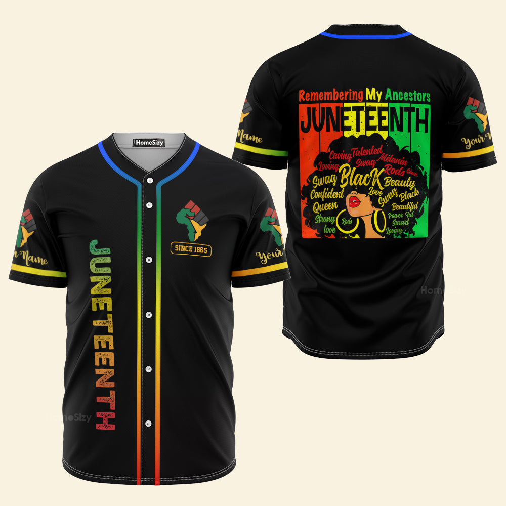 RememberingMyAncestorsNaturalHairBlackWomen CustomNameBaseballJersey Juneteenth