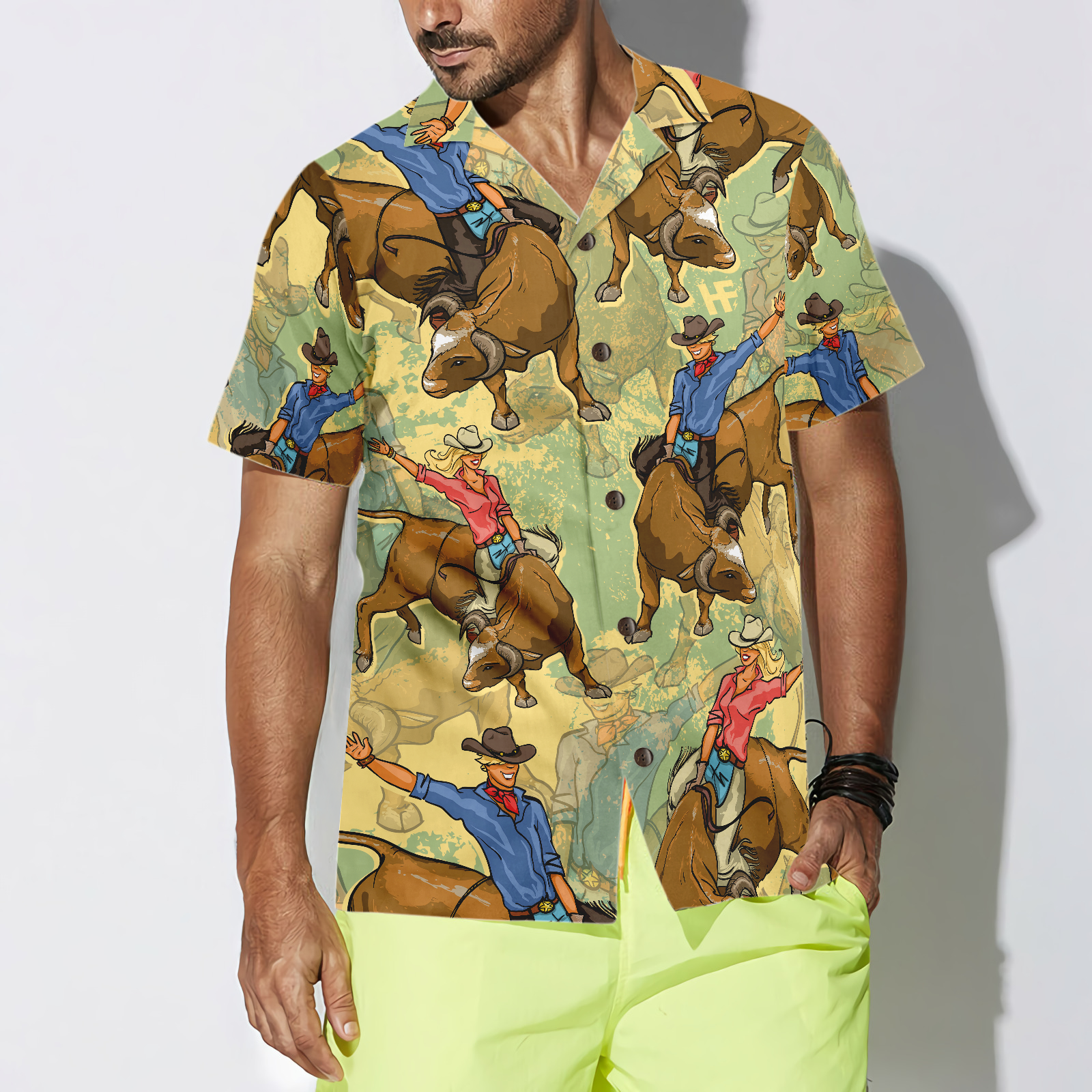 RodeoSeamlessPatternHawaiianShirtWhiteVersion_TexasNativeWesternShirt_ProudTexasShirtForMen_5857_1