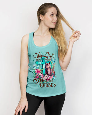 Runs On Jesus And Horses - Women's All Over Print Shirt - AT4080507