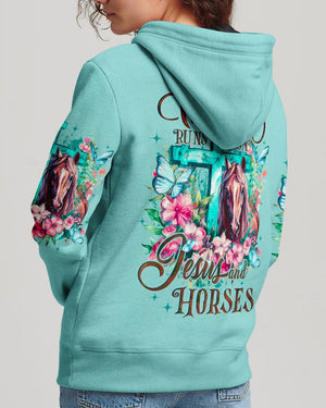 Runs On Jesus And Horses - Women's All Over Print Shirt - AT4080507