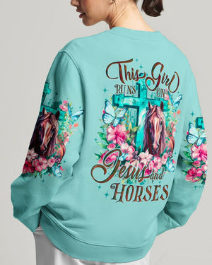 Runs On Jesus And Horses - Women's All Over Print Shirt - AT4080507