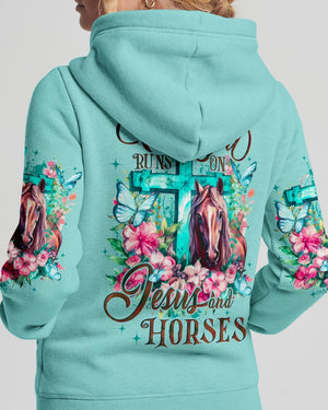 Runs On Jesus And Horses - Women's All Over Print Shirt - AT4080507