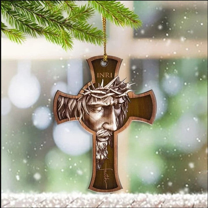 Jesus Cross Faith Tree - Wooden Ornament