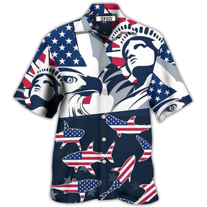 Shark America Independence Day - Hawaiian Shirt