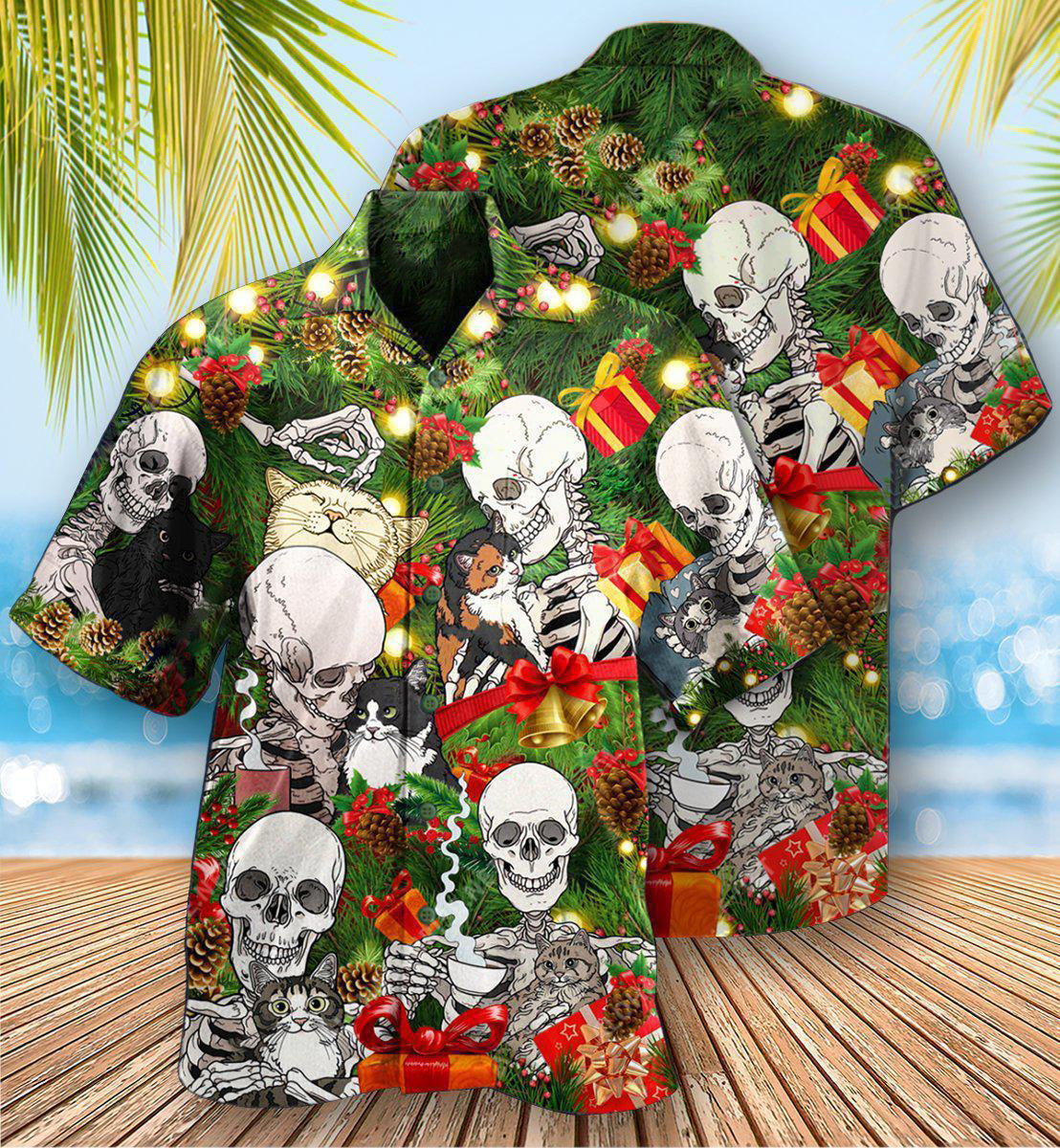 Skull My Cat And I Talk Sht About You - Hawaiian Shirt