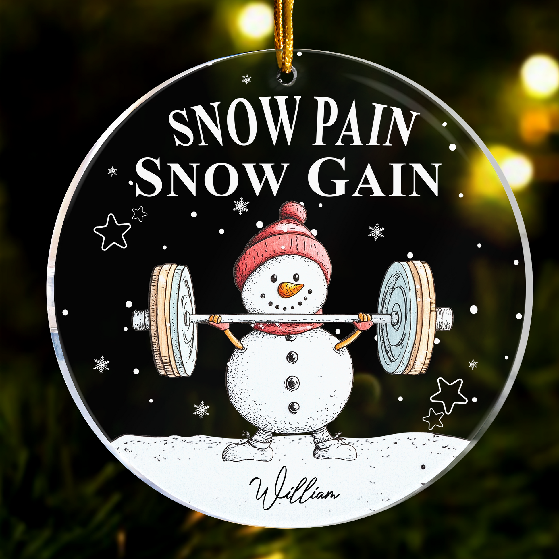 Snow Pain Snow Gain Personalized Acrylic Ornament_3