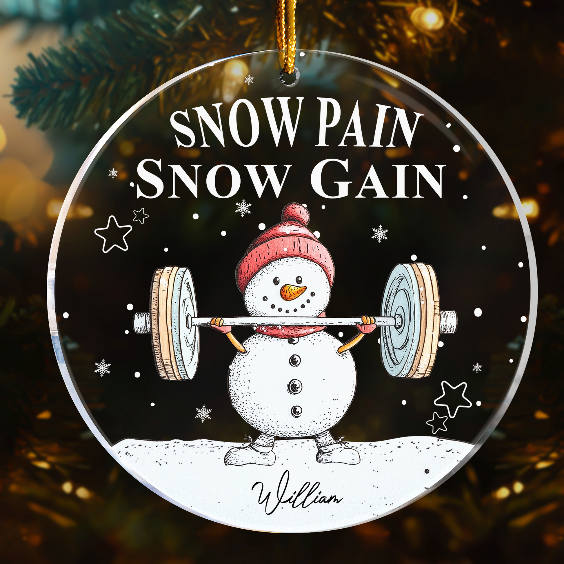 Snow Pain Snow Gain Personalized Acrylic Ornament_4