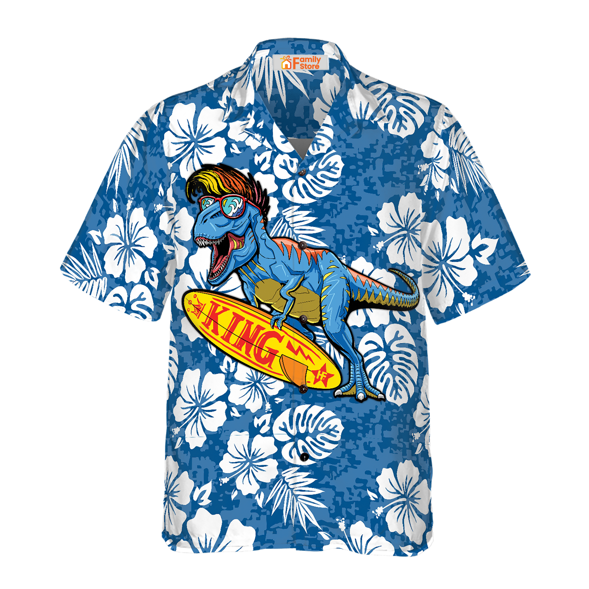 T-Rex Catch The Waves Dinosaur - Hawaiian Shirt