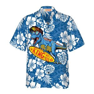 T-Rex Catch The Waves Dinosaur - Hawaiian Shirt