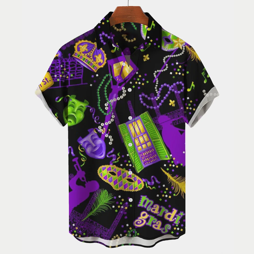 Mardi Gras Door Mask Dark - Hawaiian Shirt