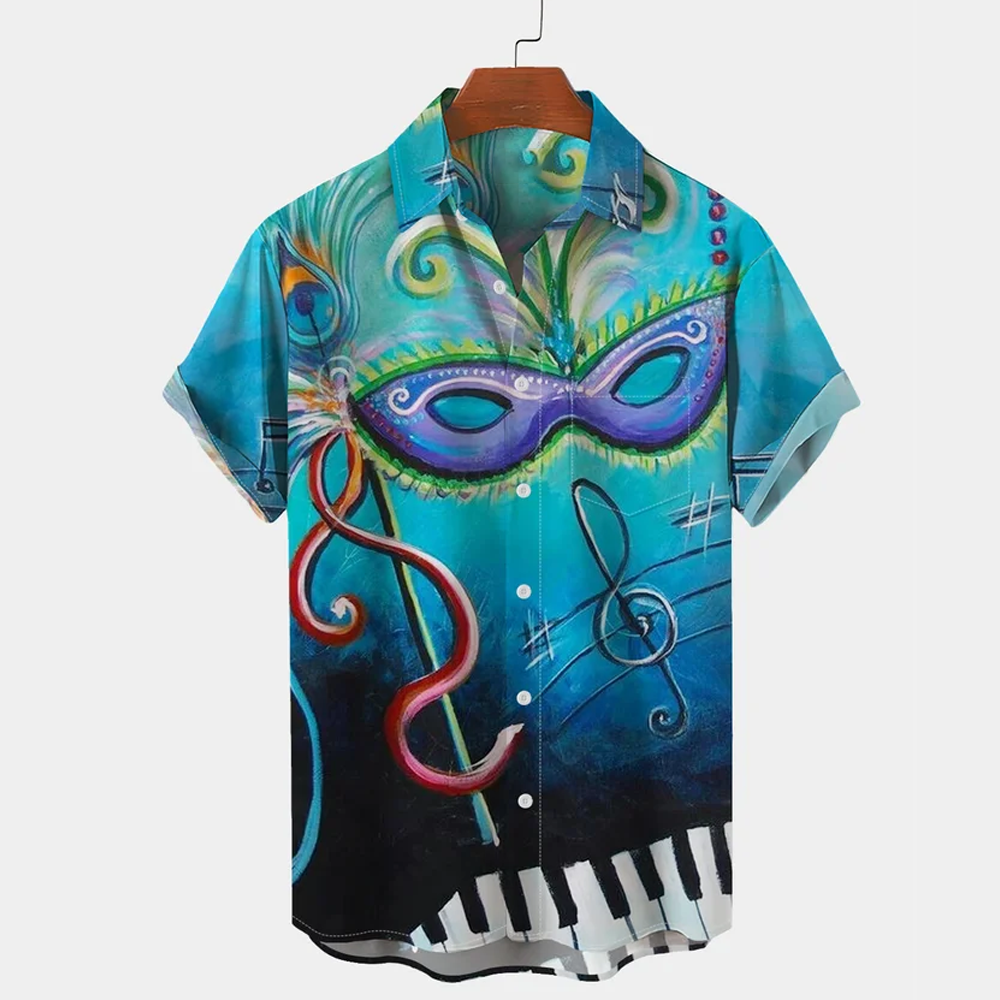 Mardi Gras Mask Carnival Art Mask Music Blue - Hawaiian Shirt