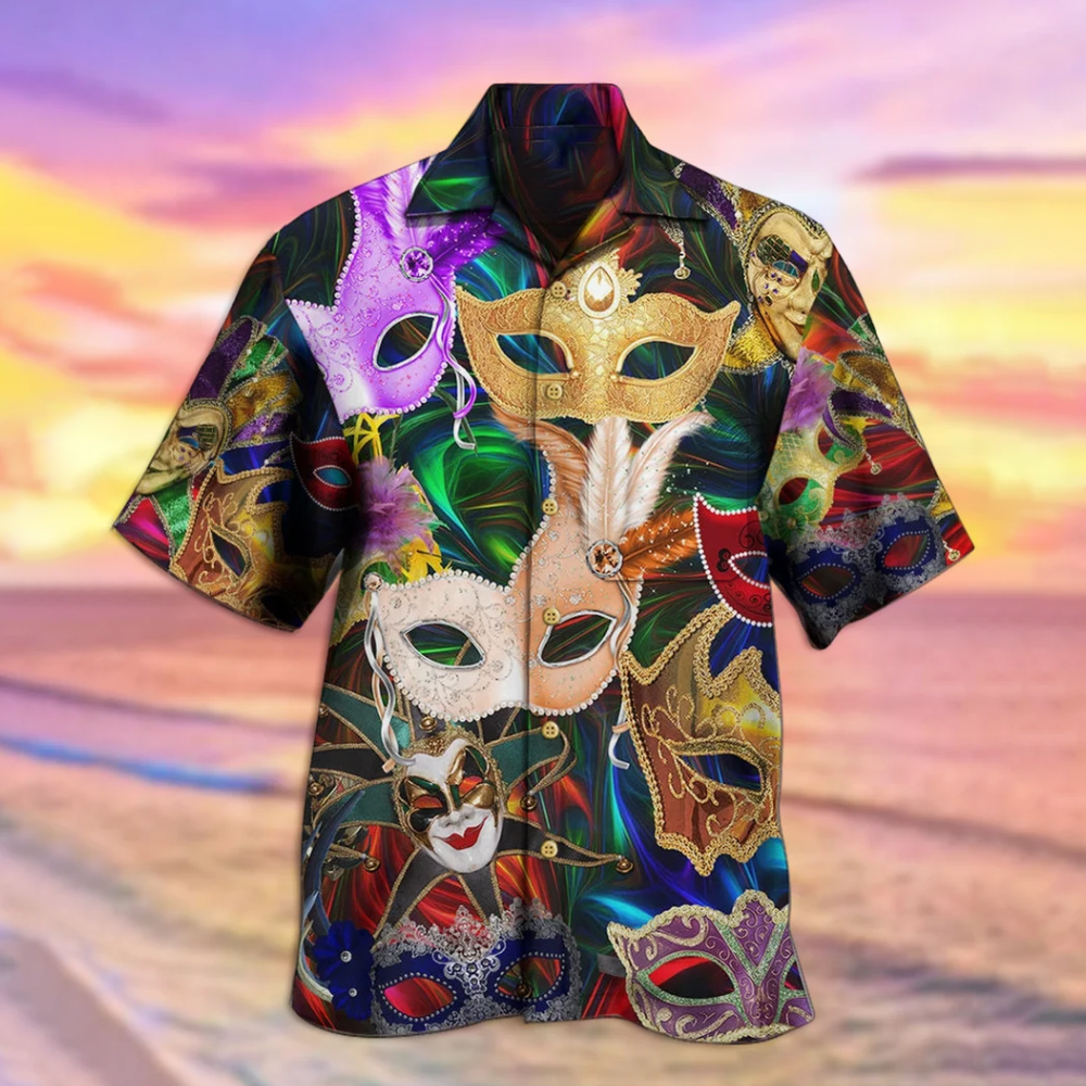 Mardi Gras Holiday Purple Art Mask Fun - Hawaiian Shirt