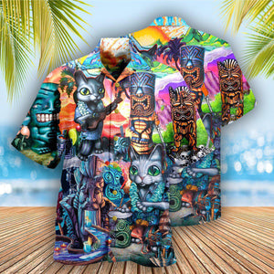 Tiki It's Time And Cat - Gift For Men And Women - Hawaiian Shirt