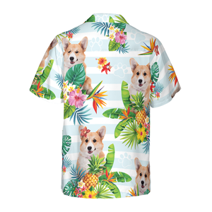 Tropical Flower With Corgi Hawaiian Shirt Summer Vibe