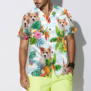 Tropical Flower With Corgi Hawaiian Shirt Summer Vibe