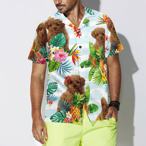 Tropical Flower With Poodle Hawaiian Shirt Summer Vibe