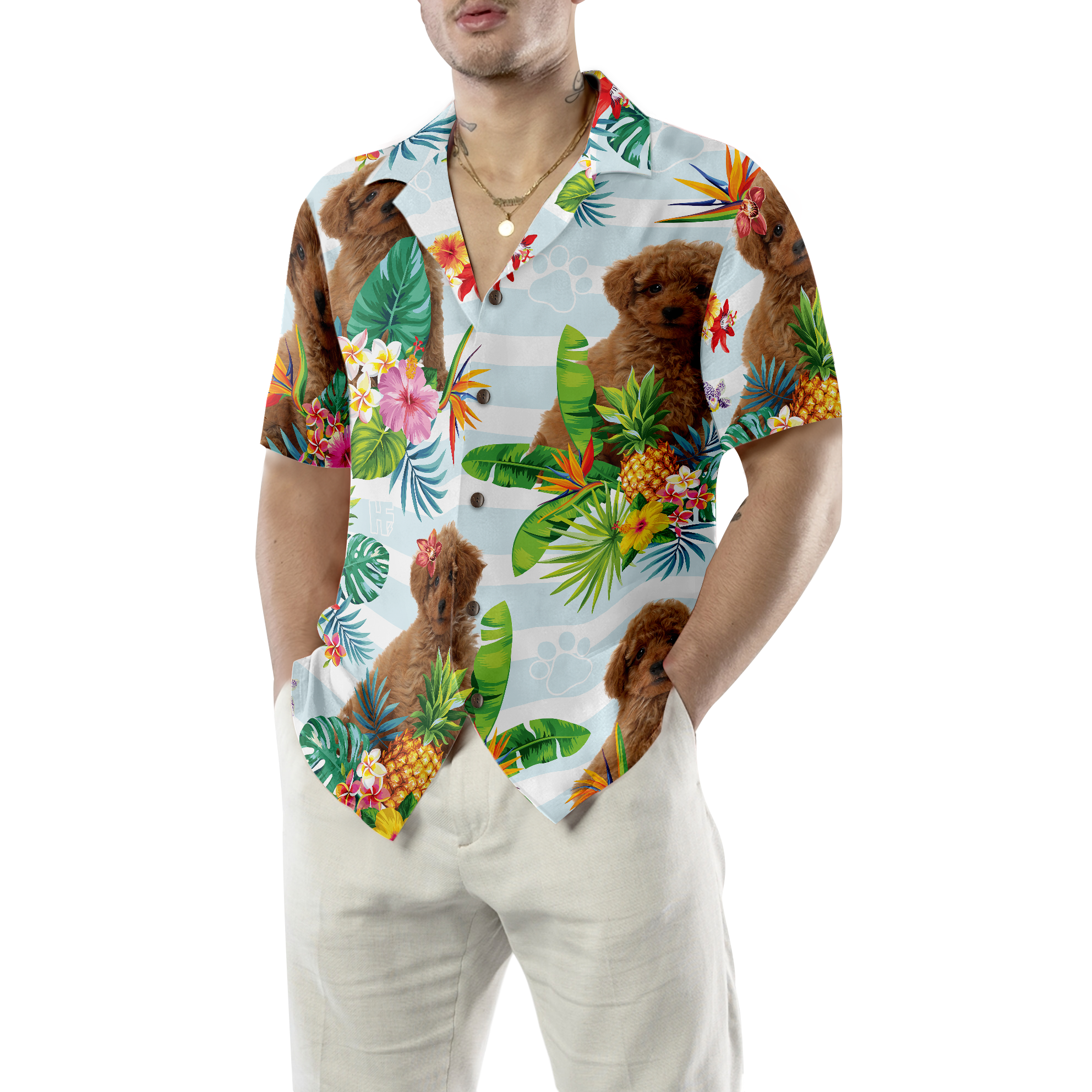 TropicalFlowerWithPoodleHawaiianShirt_3235_5