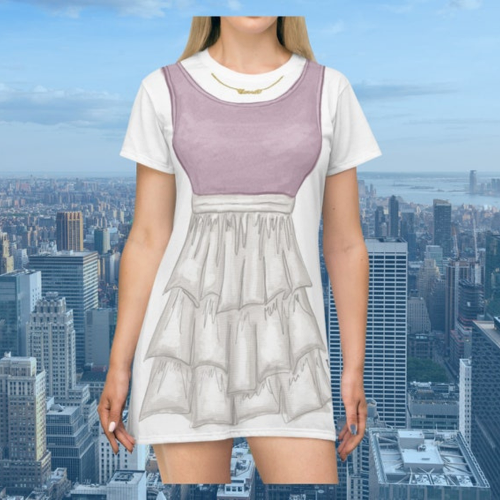 Purple And Cream Loungewear Cosplay Costume  - Tshirt Dress